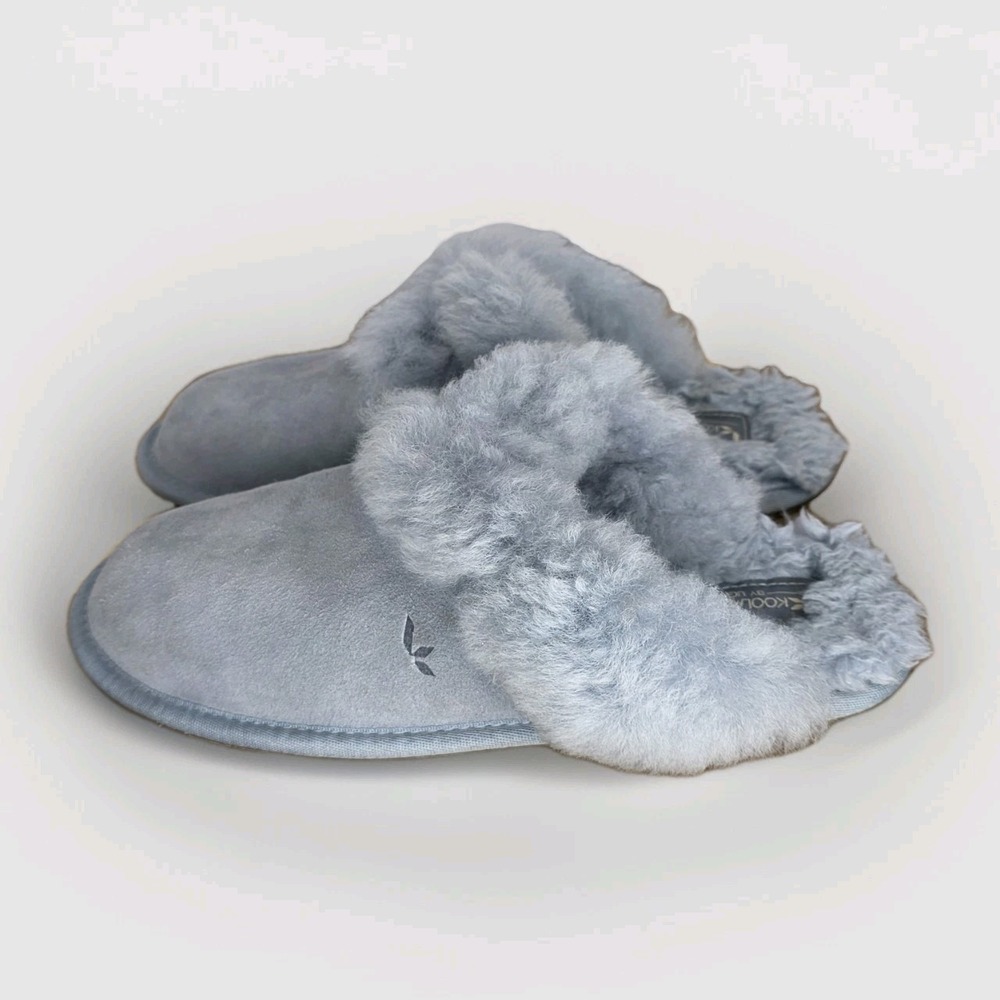 Koolaburra Ugg Milo‎ Suede Upper Shearling Lined Sandal Slipper Slide Blue Sz 8
